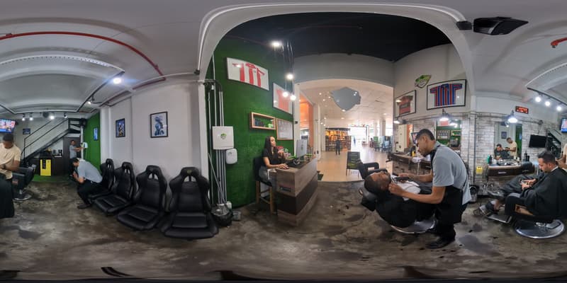 Visão 360° da recepção e sala de espera